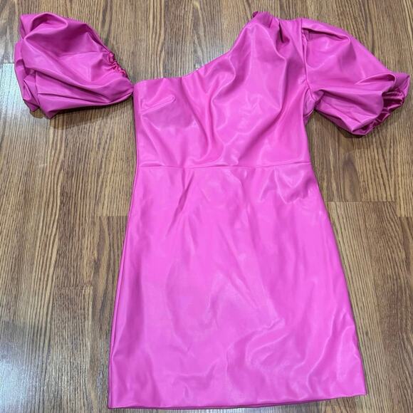 BARDOT faux leather Mariella Mini Dress In Hot Pink SIZE M - Picture 5 of 9